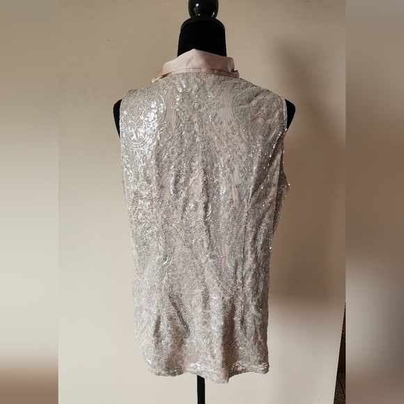 Eve Mendes New York & Co Women's Sequin Champaign Ribbon Tie Size L. - Picture 2 of 8